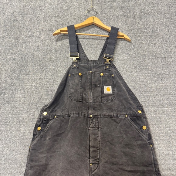 Carhartt Overalls Men's 40x30 Workwear Insulated Thrashed Stained Black - Picture 1 of 16
